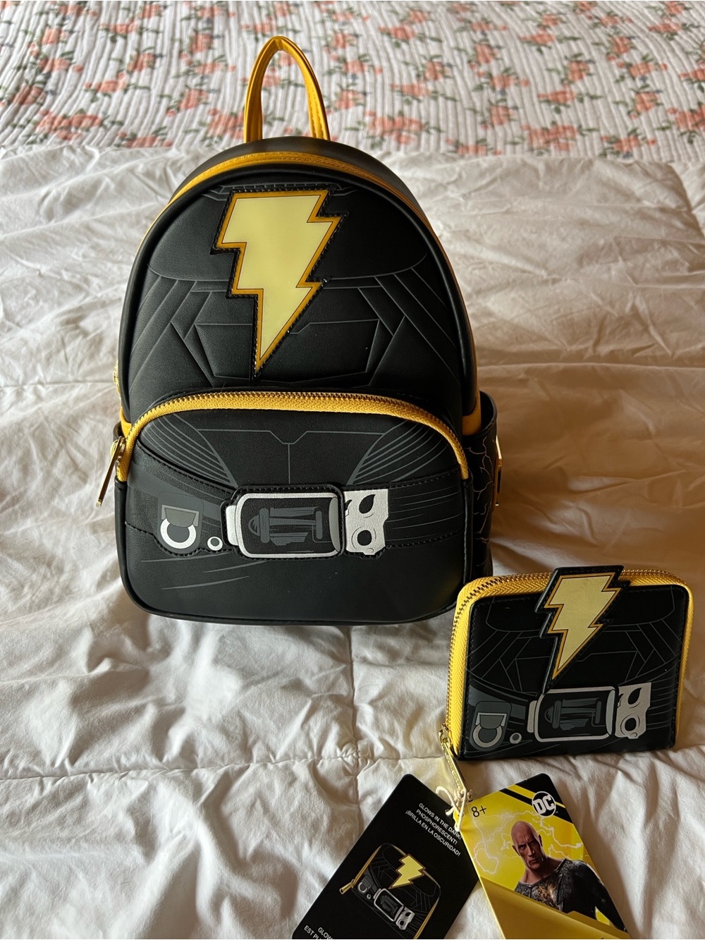 Loungefly Black Adam Light Up Lightning Bolt Mini Backpack with Wallet